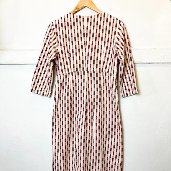 Ilana Kohn Rose Midi Dress Dobby Dot Sz. 2 (S) Red and White Geometric Print - Picture 3 of 16